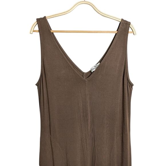 Waverles Maternity Anywhere Jumpsuit Large Wide Leg Pockets Brown - Picture 2 of 8